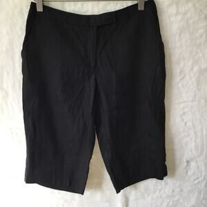 David Meister Black Bermuda Linen Shorts